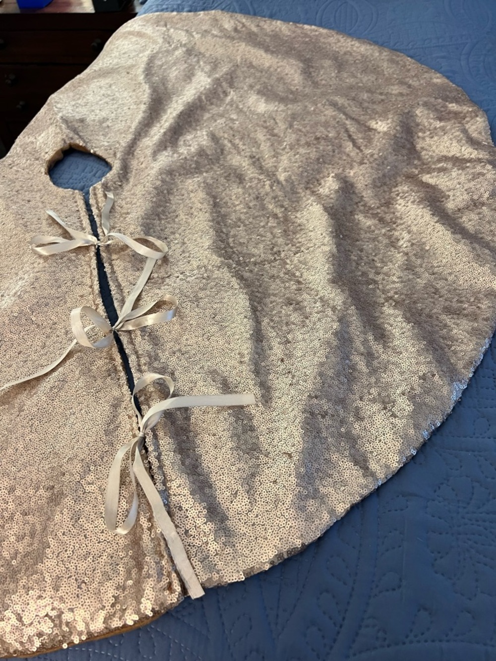 Rose Gold Sequin Holiday Tree Skirt